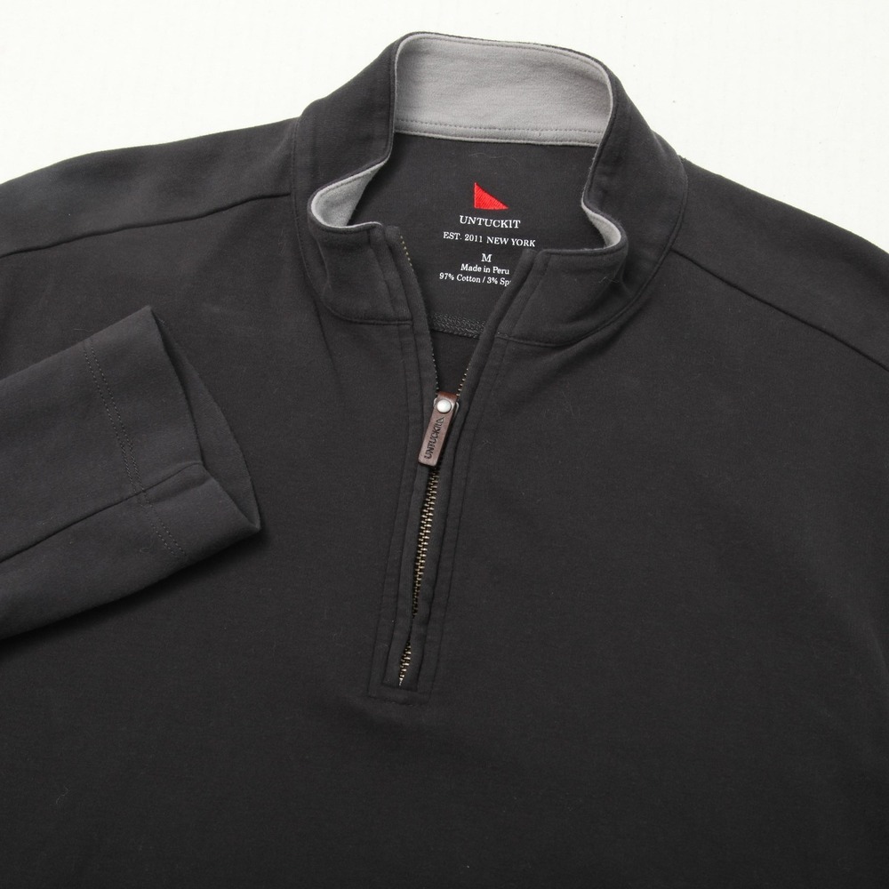 Untuckit Quarter Zip Pullover Mens Medium Black Santangelo Long Sleeve Sweater